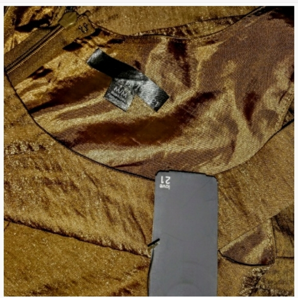 Love 21 Dress Size S Peplum Ruffle Gold NWT - Picture 9 of 10